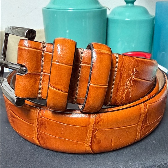 Tommy Bahama Other - Tommy Bahama Tan Leather Crocodile Pattern Belt size 40